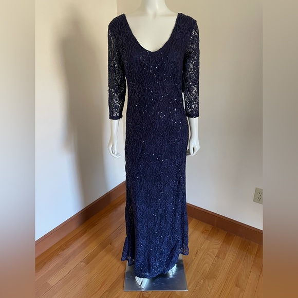 Enchanting Glamour: Shimmering Sequined Lace Gown for Unforgettable Occasions